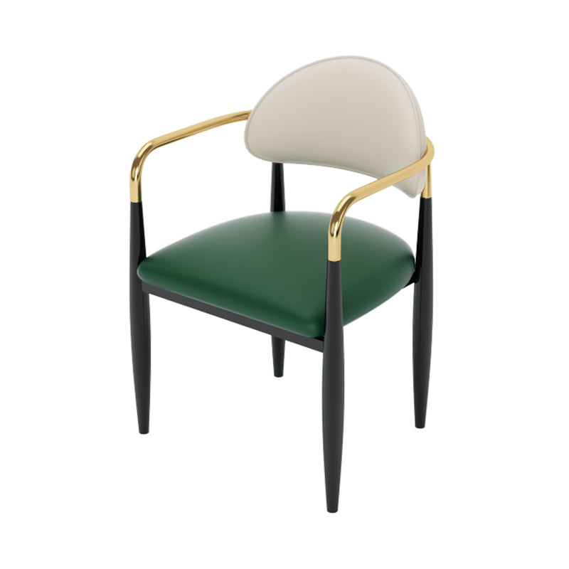 Modern Style Dining Chair Leather Open Back Arm Chair for Dining Room Green 1 Piece Clearhalo 'Dining Chairs' 'Dining Tables & Seating' 'dining_chair' 'furn' 'furn_dining_chair' 'Furniture' 'Kitchen & Dining Furniture' 5186526