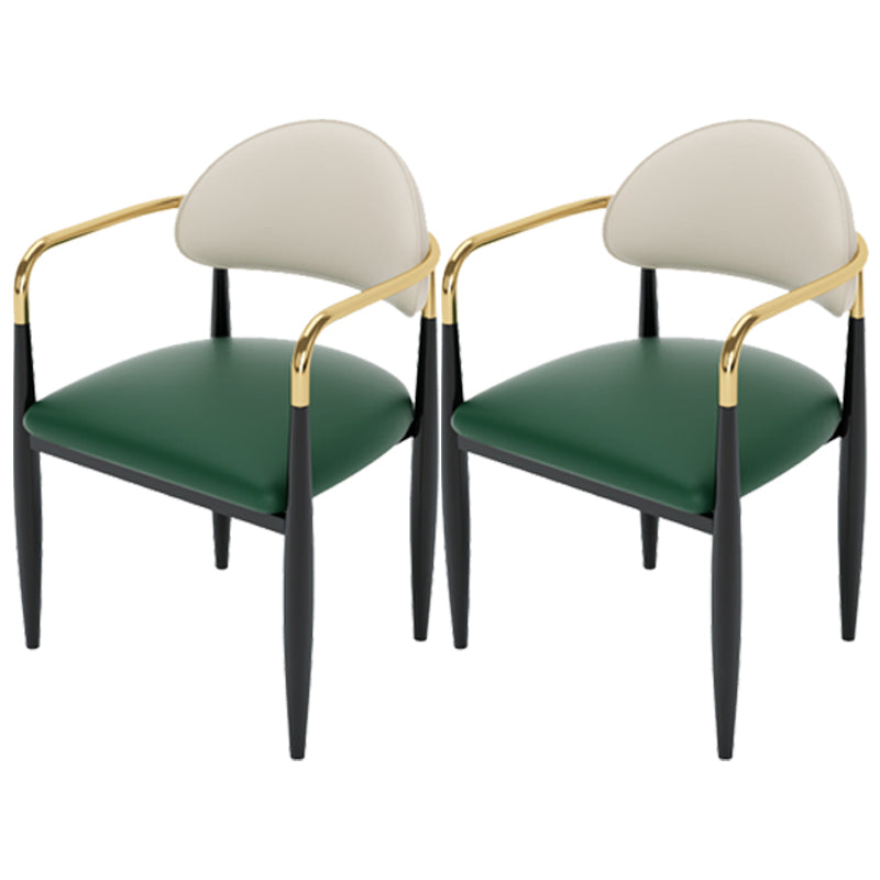 Modern Style Dining Chair Leather Open Back Arm Chair for Dining Room Green 2 Piece Set Clearhalo 'Dining Chairs' 'Dining Tables & Seating' 'dining_chair' 'furn' 'furn_dining_chair' 'Furniture' 'Kitchen & Dining Furniture' 5186527