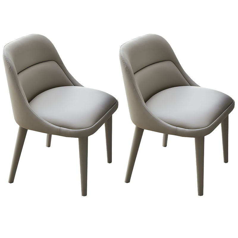 Eigentijds ontwerp armloze vaste stoel voor lederen eetkamerstoelen