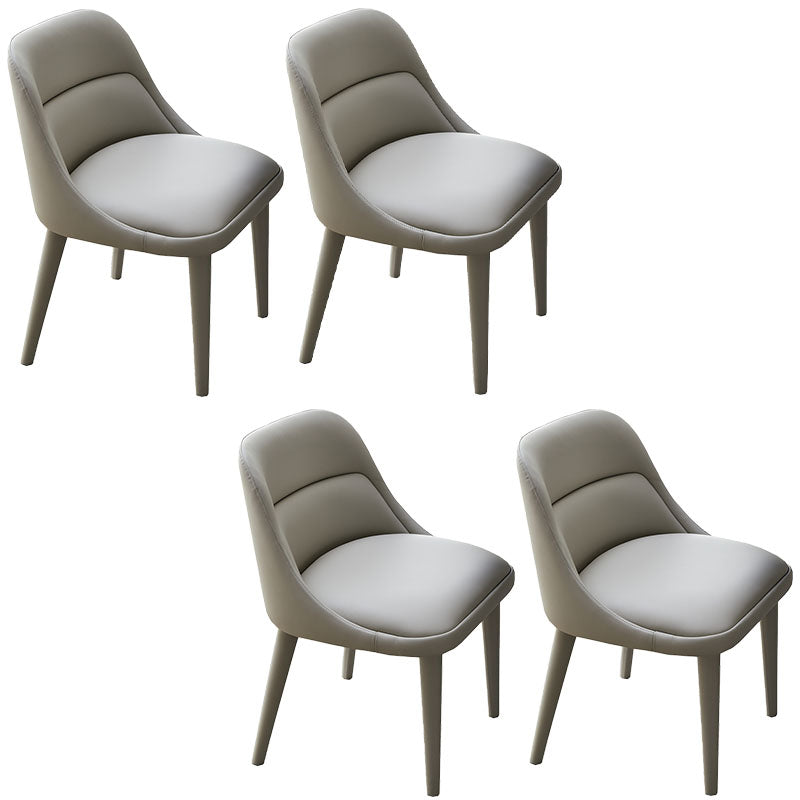 Eigentijds ontwerp armloze vaste stoel voor lederen eetkamerstoelen