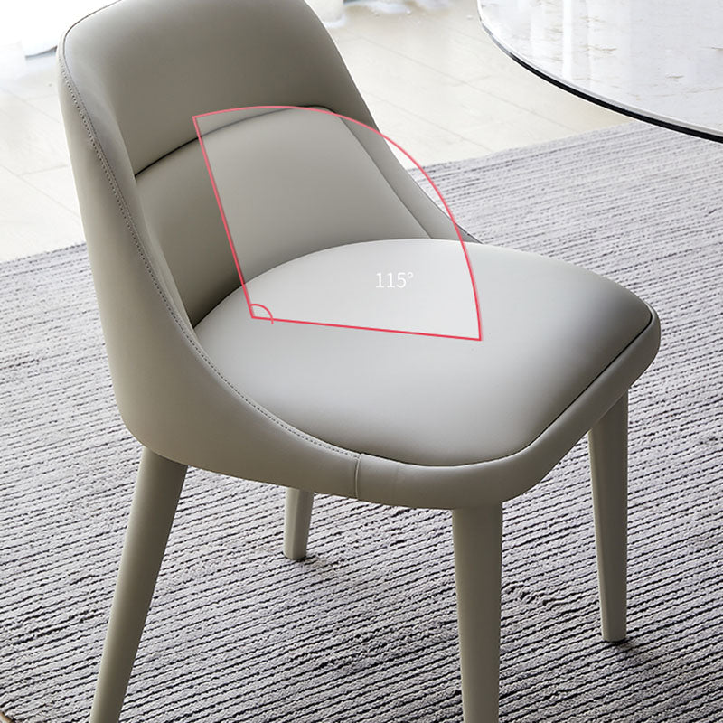 Eigentijds ontwerp armloze vaste stoel voor lederen eetkamerstoelen