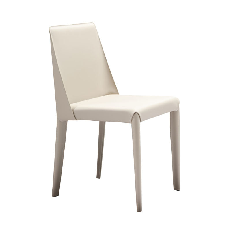 Chaises latérales de salle à manger en cuir contemporain chaise arrière solide sans arme pour cuisine