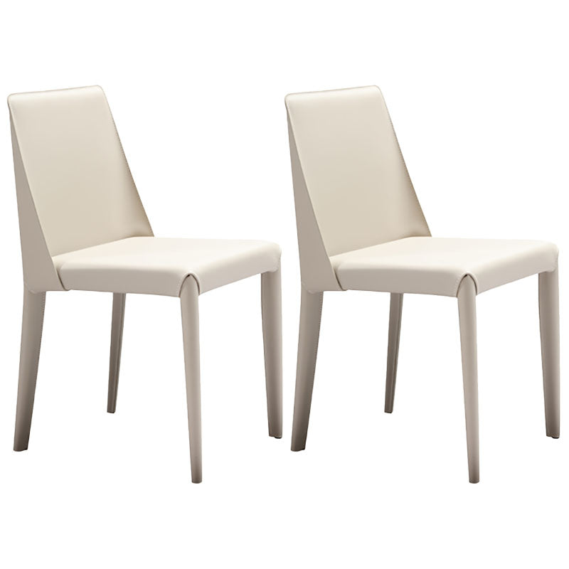 Chaises latérales de salle à manger en cuir contemporain chaise arrière solide sans arme pour cuisine