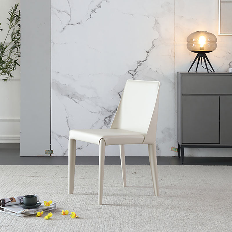 Chaises latérales de salle à manger en cuir contemporain chaise arrière solide sans arme pour cuisine
