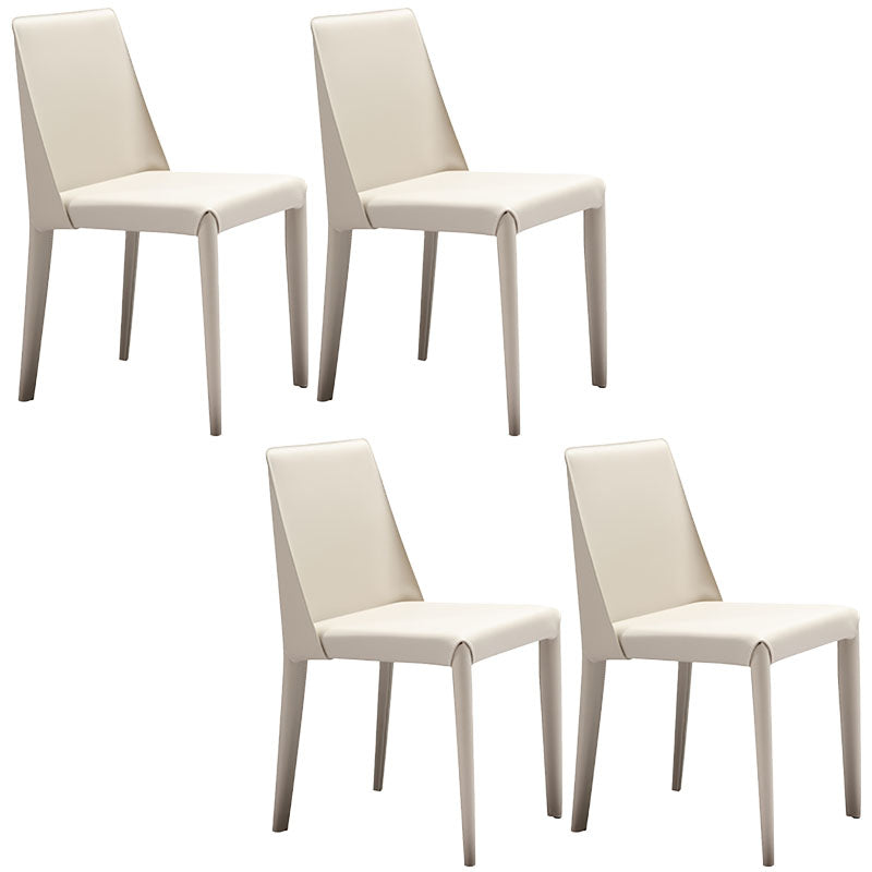 Chaises latérales de salle à manger en cuir contemporain chaise arrière solide sans arme pour cuisine