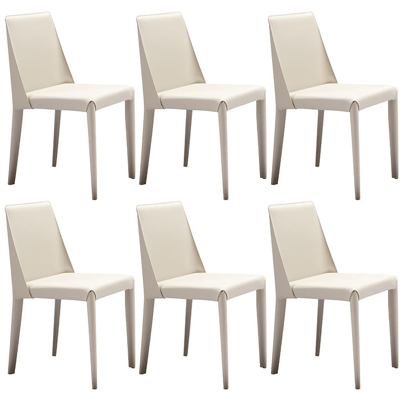 Chaises latérales de salle à manger en cuir contemporain chaise arrière solide sans arme pour cuisine