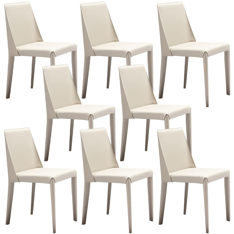 Chaises latérales de salle à manger en cuir contemporain chaise arrière solide sans arme pour cuisine