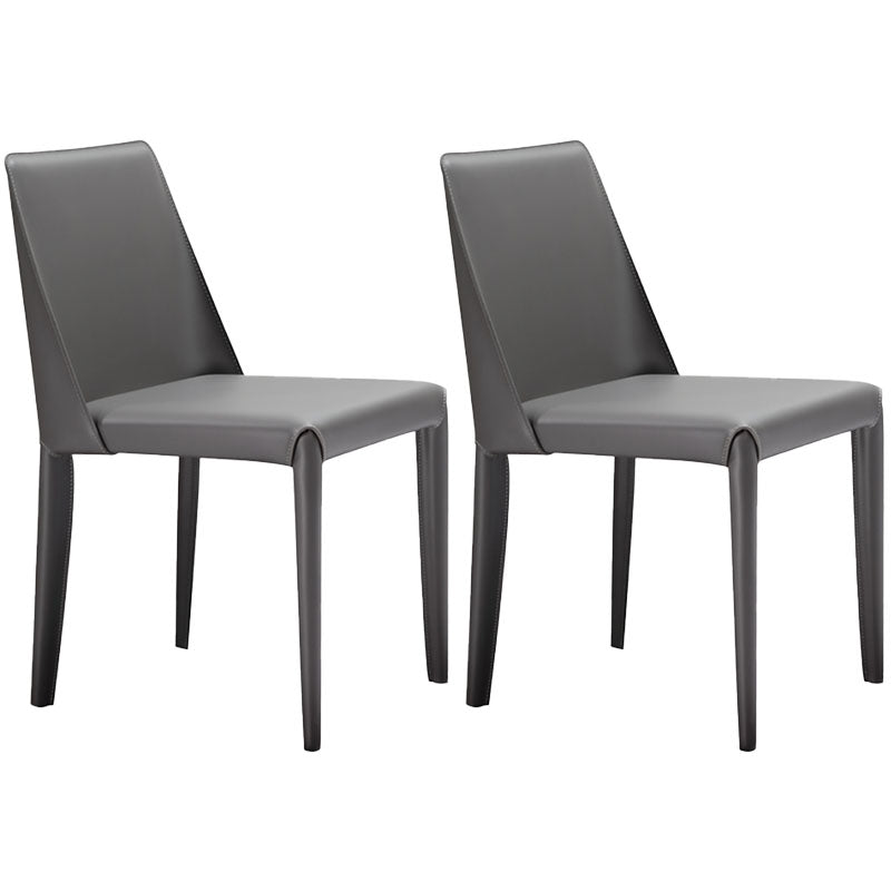 Chaises latérales de salle à manger en cuir contemporain chaise arrière solide sans arme pour cuisine