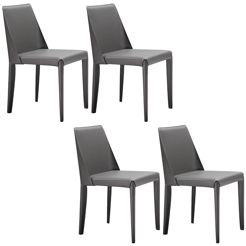 Chaises latérales de salle à manger en cuir contemporain chaise arrière solide sans arme pour cuisine