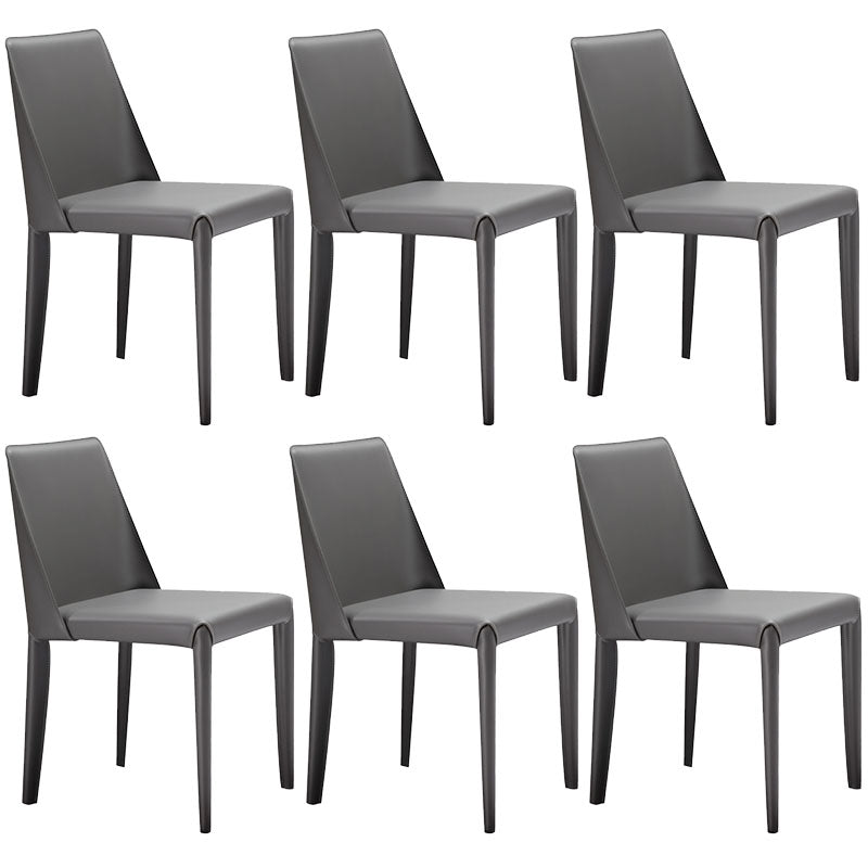 Chaises latérales de salle à manger en cuir contemporain chaise arrière solide sans arme pour cuisine