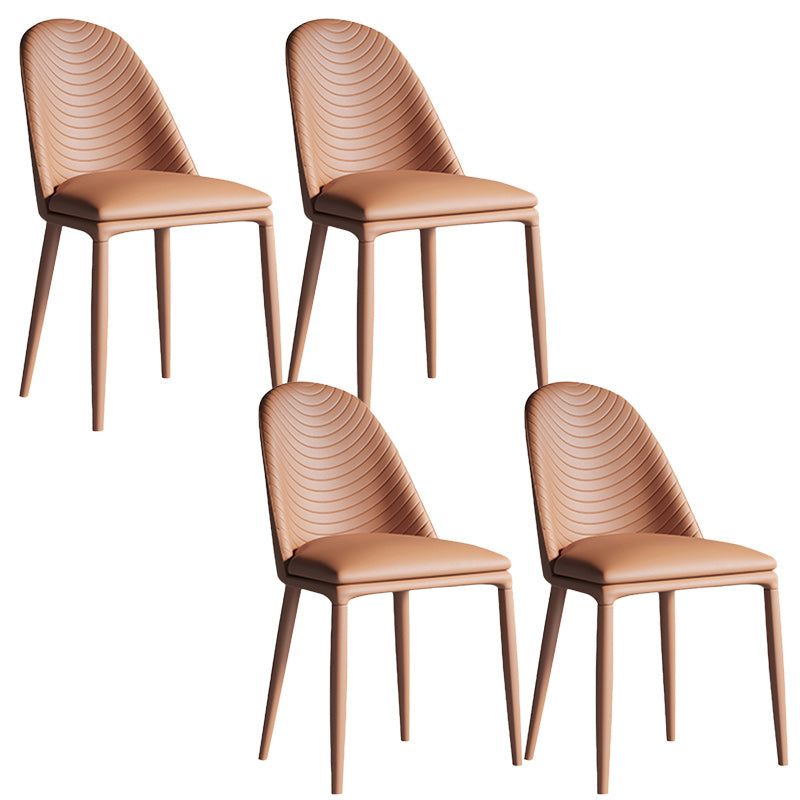 Contemporary Metal Dining Chair Dining Armless Chair for Restaurant Use Brown 4 Piece Set Clearhalo 'Dining Chairs' 'Dining Tables & Seating' 'dining_chair' 'furn' 'furn_dining_chair' 'Furniture' 'Kitchen & Dining Furniture' 5186599