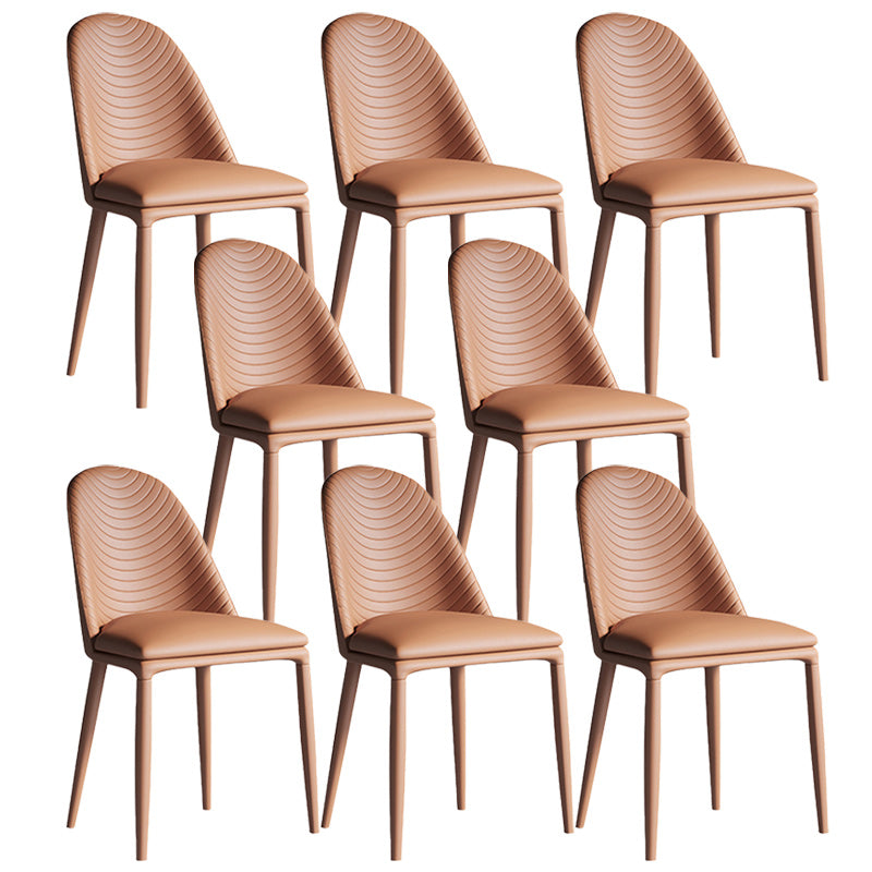 Contemporary Metal Dining Chair Dining Armless Chair for Restaurant Use Brown 8 Piece Set Clearhalo 'Dining Chairs' 'Dining Tables & Seating' 'dining_chair' 'furn' 'furn_dining_chair' 'Furniture' 'Kitchen & Dining Furniture' 5186603