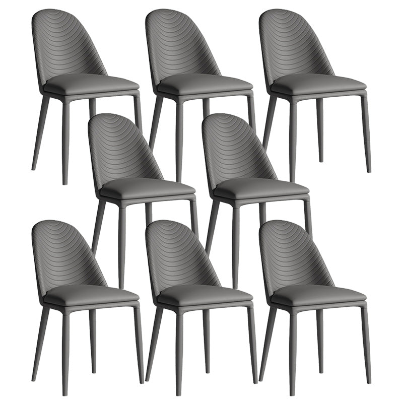 Contemporary Metal Dining Chair Dining Armless Chair for Restaurant Use Dark Gray 8 Piece Set Clearhalo 'Dining Chairs' 'Dining Tables & Seating' 'dining_chair' 'furn' 'furn_dining_chair' 'Furniture' 'Kitchen & Dining Furniture' 5186612