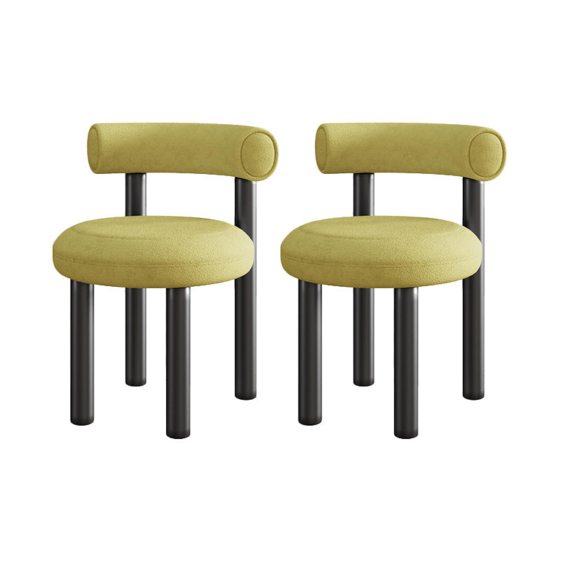 Contemporary Velvet Dining Armless Chair Metal Dining Chairs for Home Use Yellow 2 Piece Set Clearhalo 'Dining Chairs' 'Dining Tables & Seating' 'dining_chair' 'furn' 'furn_dining_chair' 'Furniture' 'Kitchen & Dining Furniture' 5186655