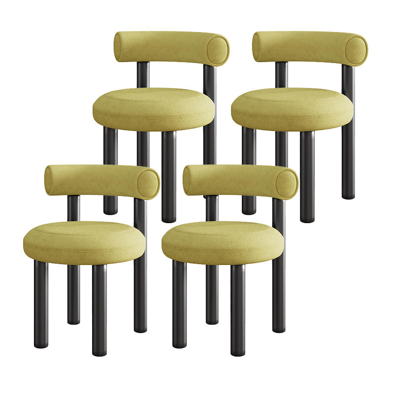 Contemporary Velvet Dining Armless Chair Metal Dining Chairs for Home Use Yellow 4 Piece Set Clearhalo 'Dining Chairs' 'Dining Tables & Seating' 'dining_chair' 'furn' 'furn_dining_chair' 'Furniture' 'Kitchen & Dining Furniture' 5186656