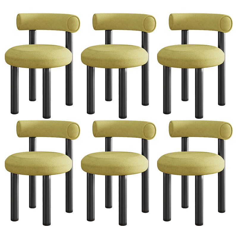 Contemporary Velvet Dining Armless Chair Metal Dining Chairs for Home Use Yellow 6 Piece Set Clearhalo 'Dining Chairs' 'Dining Tables & Seating' 'dining_chair' 'furn' 'furn_dining_chair' 'Furniture' 'Kitchen & Dining Furniture' 5186657