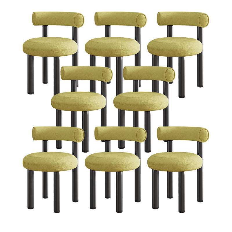 Contemporary Velvet Dining Armless Chair Metal Dining Chairs for Home Use Yellow 8 Piece Set Clearhalo 'Dining Chairs' 'Dining Tables & Seating' 'dining_chair' 'furn' 'furn_dining_chair' 'Furniture' 'Kitchen & Dining Furniture' 5186658