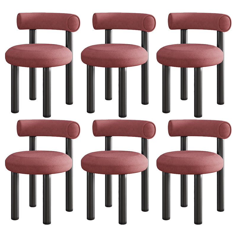 Contemporary Velvet Dining Armless Chair Metal Dining Chairs for Home Use Dark Pink 6 Piece Set Clearhalo 'Dining Chairs' 'Dining Tables & Seating' 'dining_chair' 'furn' 'furn_dining_chair' 'Furniture' 'Kitchen & Dining Furniture' 5186667