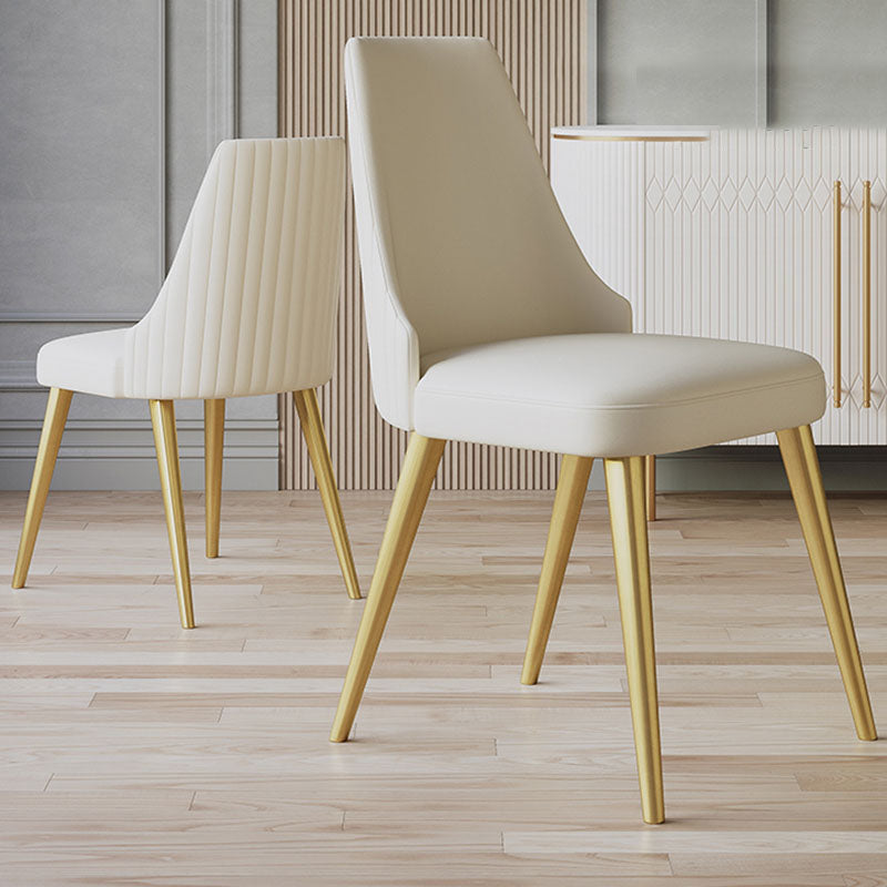 Chaise scandinave à dossier solide sans accoudoirs, pour la maison, chaise d'appoint en cuir pour salle à manger