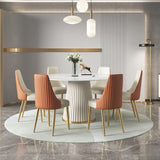 Scandinavian Armless Solid Back Chair for Home Leather Dining Side Chair