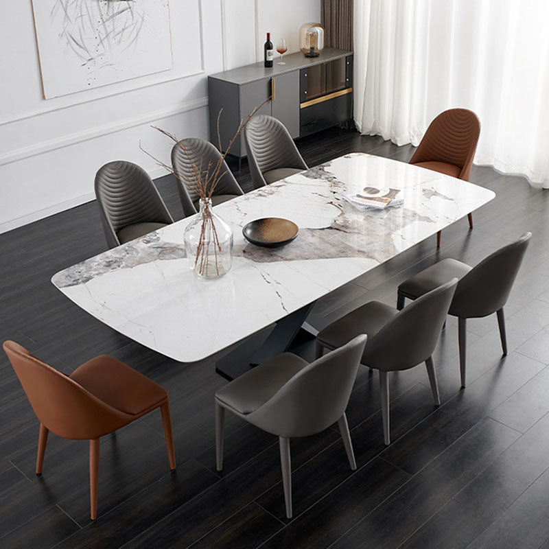 Chaises latérales de salle à manger en cuir moderne