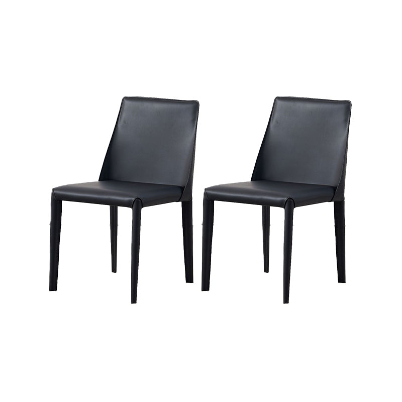Contemporary Leather Dining Chair Armless Dining Chair for Home Use Black 2 Piece Set Clearhalo 'Dining Chairs' 'Dining Tables & Seating' 'dining_chair' 'furn' 'furn_dining_chair' 'Furniture' 'Kitchen & Dining Furniture' 5186730