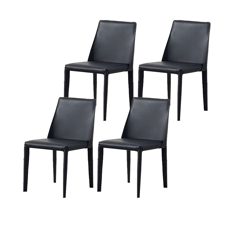 Contemporary Leather Dining Chair Armless Dining Chair for Home Use Black 4 Piece Set Clearhalo 'Dining Chairs' 'Dining Tables & Seating' 'dining_chair' 'furn' 'furn_dining_chair' 'Furniture' 'Kitchen & Dining Furniture' 5186731