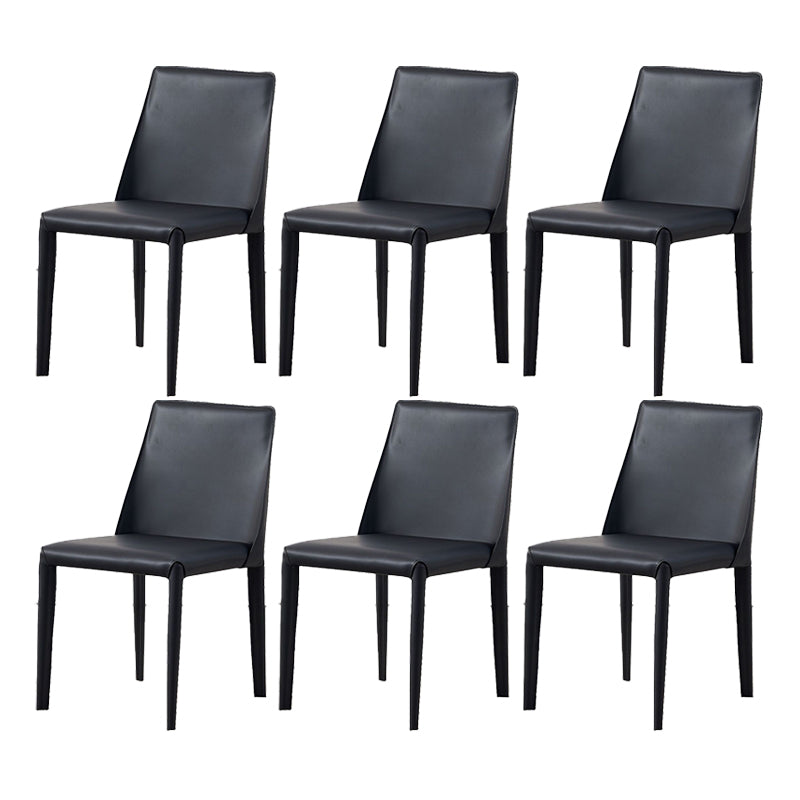 Contemporary Leather Dining Chair Armless Dining Chair for Home Use Black 6 Piece Set Clearhalo 'Dining Chairs' 'Dining Tables & Seating' 'dining_chair' 'furn' 'furn_dining_chair' 'Furniture' 'Kitchen & Dining Furniture' 5186734