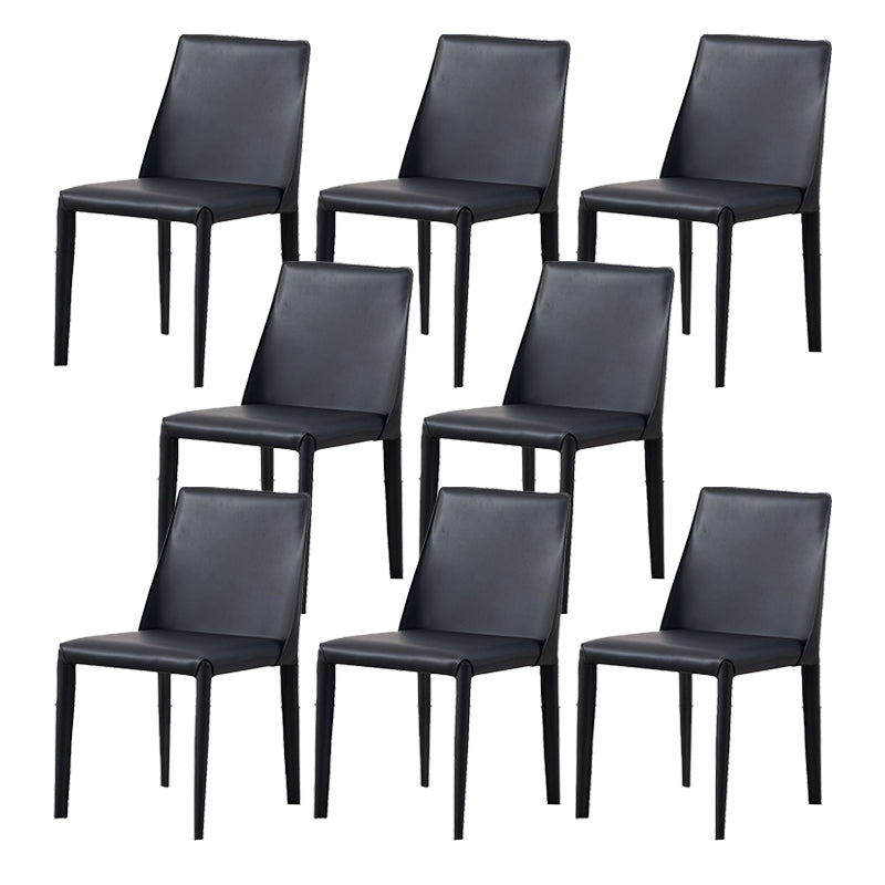Contemporary Leather Dining Chair Armless Dining Chair for Home Use Black 8 Piece Set Clearhalo 'Dining Chairs' 'Dining Tables & Seating' 'dining_chair' 'furn' 'furn_dining_chair' 'Furniture' 'Kitchen & Dining Furniture' 5186735