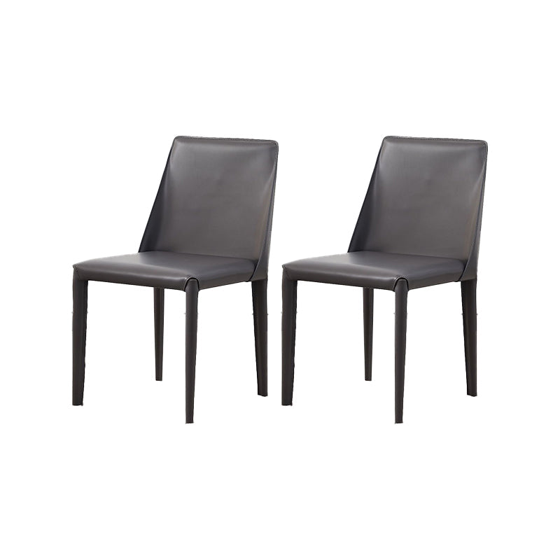 Contemporary Leather Dining Chair Armless Dining Chair for Home Use Grey 2 Piece Set Clearhalo 'Dining Chairs' 'Dining Tables & Seating' 'dining_chair' 'furn' 'furn_dining_chair' 'Furniture' 'Kitchen & Dining Furniture' 5186737