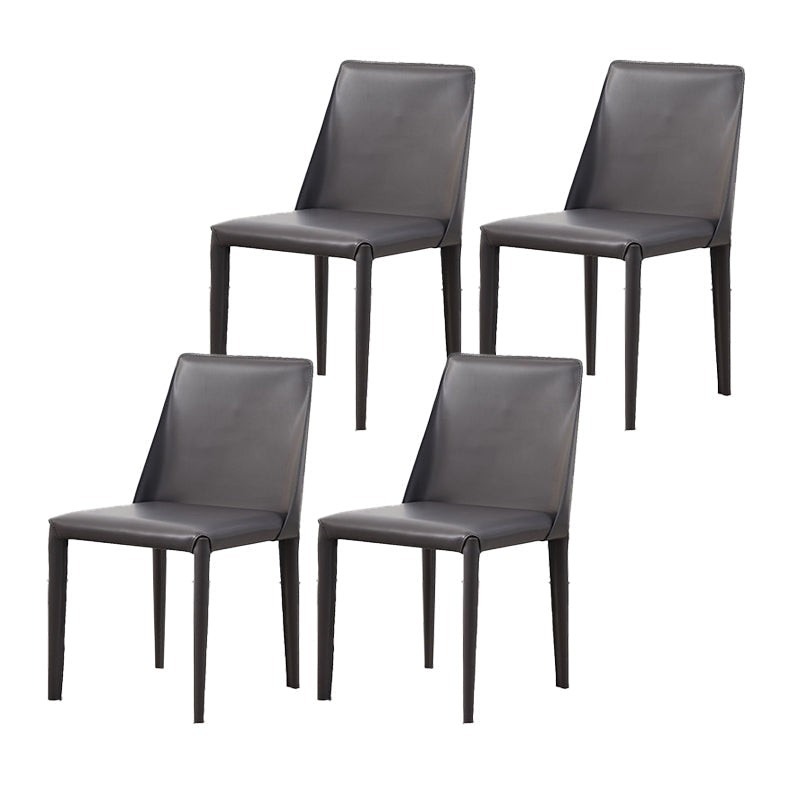 Contemporary Leather Dining Chair Armless Dining Chair for Home Use Grey 4 Piece Set Clearhalo 'Dining Chairs' 'Dining Tables & Seating' 'dining_chair' 'furn' 'furn_dining_chair' 'Furniture' 'Kitchen & Dining Furniture' 5186740