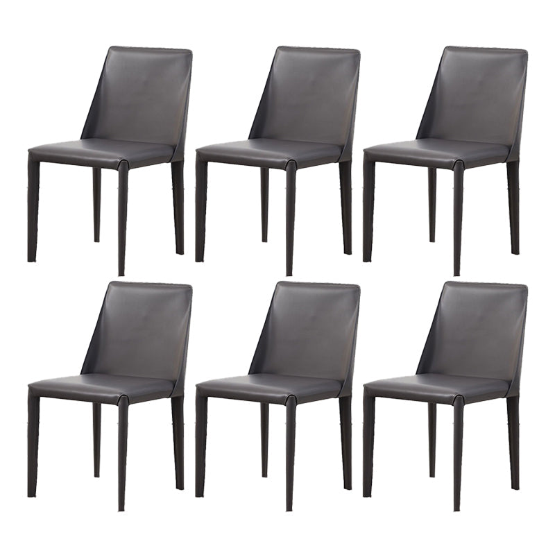 Contemporary Leather Dining Chair Armless Dining Chair for Home Use Grey 6 Piece Set Clearhalo 'Dining Chairs' 'Dining Tables & Seating' 'dining_chair' 'furn' 'furn_dining_chair' 'Furniture' 'Kitchen & Dining Furniture' 5186742