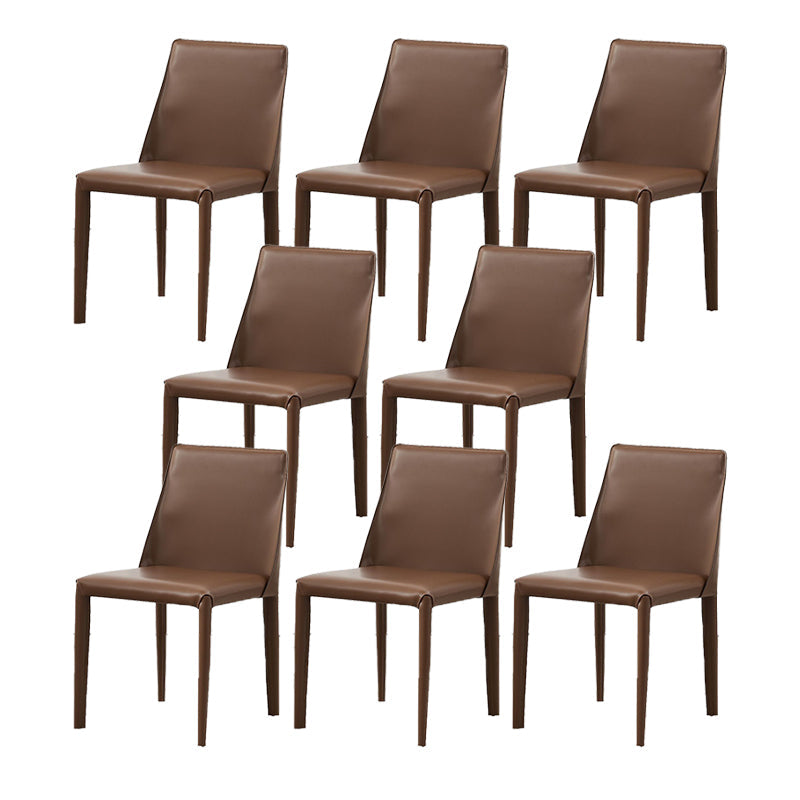Contemporary Leather Dining Chair Armless Dining Chair for Home Use Brown 8 Piece Set Clearhalo 'Dining Chairs' 'Dining Tables & Seating' 'dining_chair' 'furn' 'furn_dining_chair' 'Furniture' 'Kitchen & Dining Furniture' 5186751