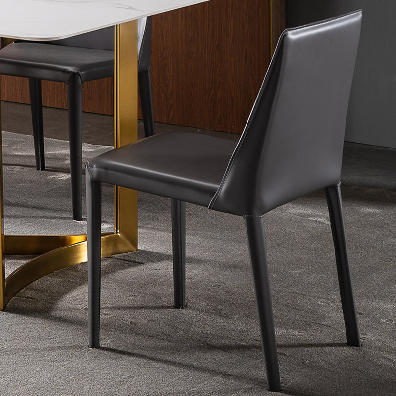 Contemporary Leather Dining Chair Armless Dining Chair for Home Use Clearhalo 'Dining Chairs' 'Dining Tables & Seating' 'dining_chair' 'furn' 'furn_dining_chair' 'Furniture' 'Kitchen & Dining Furniture' 5186753