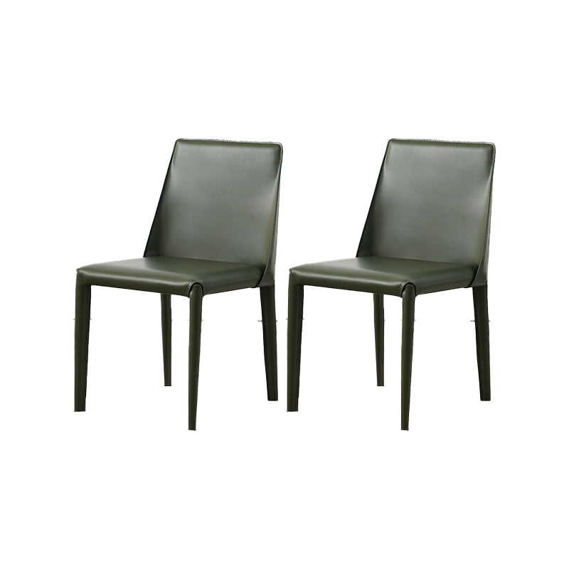 Contemporary Leather Dining Chair Armless Dining Chair for Home Use Blackish Green 2 Piece Set Clearhalo 'Dining Chairs' 'Dining Tables & Seating' 'dining_chair' 'furn' 'furn_dining_chair' 'Furniture' 'Kitchen & Dining Furniture' 5186754