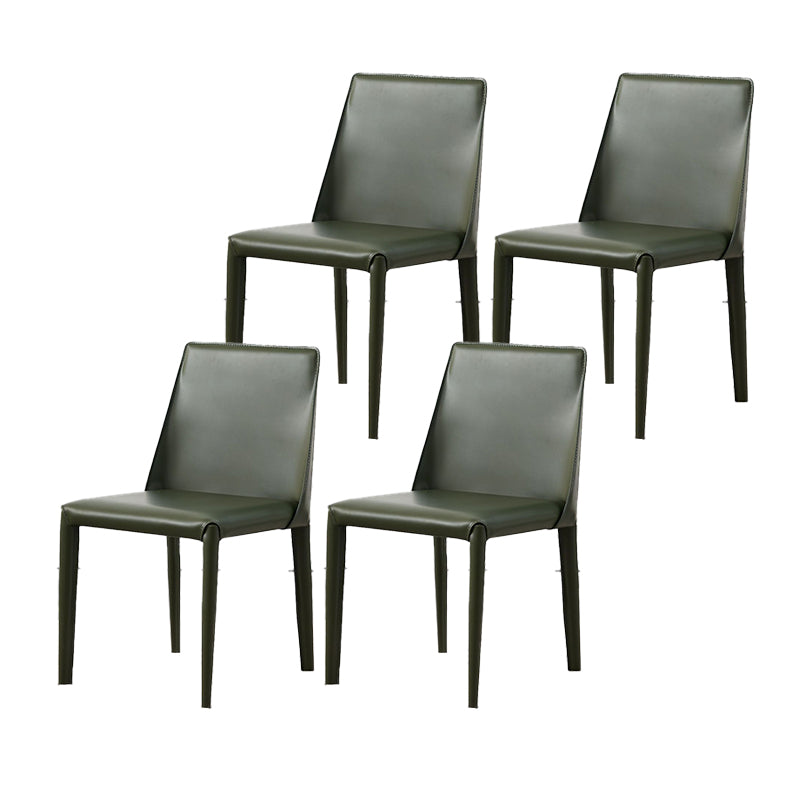 Contemporary Leather Dining Chair Armless Dining Chair for Home Use Blackish Green 4 Piece Set Clearhalo 'Dining Chairs' 'Dining Tables & Seating' 'dining_chair' 'furn' 'furn_dining_chair' 'Furniture' 'Kitchen & Dining Furniture' 5186756