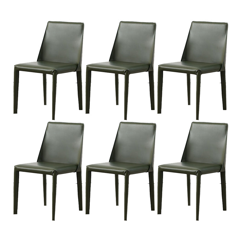 Contemporary Leather Dining Chair Armless Dining Chair for Home Use Blackish Green 6 Piece Set Clearhalo 'Dining Chairs' 'Dining Tables & Seating' 'dining_chair' 'furn' 'furn_dining_chair' 'Furniture' 'Kitchen & Dining Furniture' 5186757
