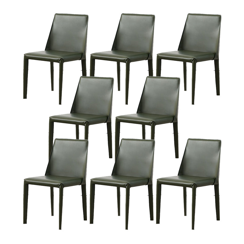 Contemporary Leather Dining Chair Armless Dining Chair for Home Use Blackish Green 8 Piece Set Clearhalo 'Dining Chairs' 'Dining Tables & Seating' 'dining_chair' 'furn' 'furn_dining_chair' 'Furniture' 'Kitchen & Dining Furniture' 5186759