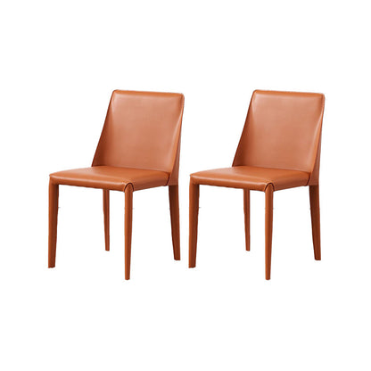 Contemporary Leather Dining Chair Armless Dining Chair for Home Use Orange 2 Piece Set Clearhalo 'Dining Chairs' 'Dining Tables & Seating' 'dining_chair' 'furn' 'furn_dining_chair' 'Furniture' 'Kitchen & Dining Furniture' 5186760