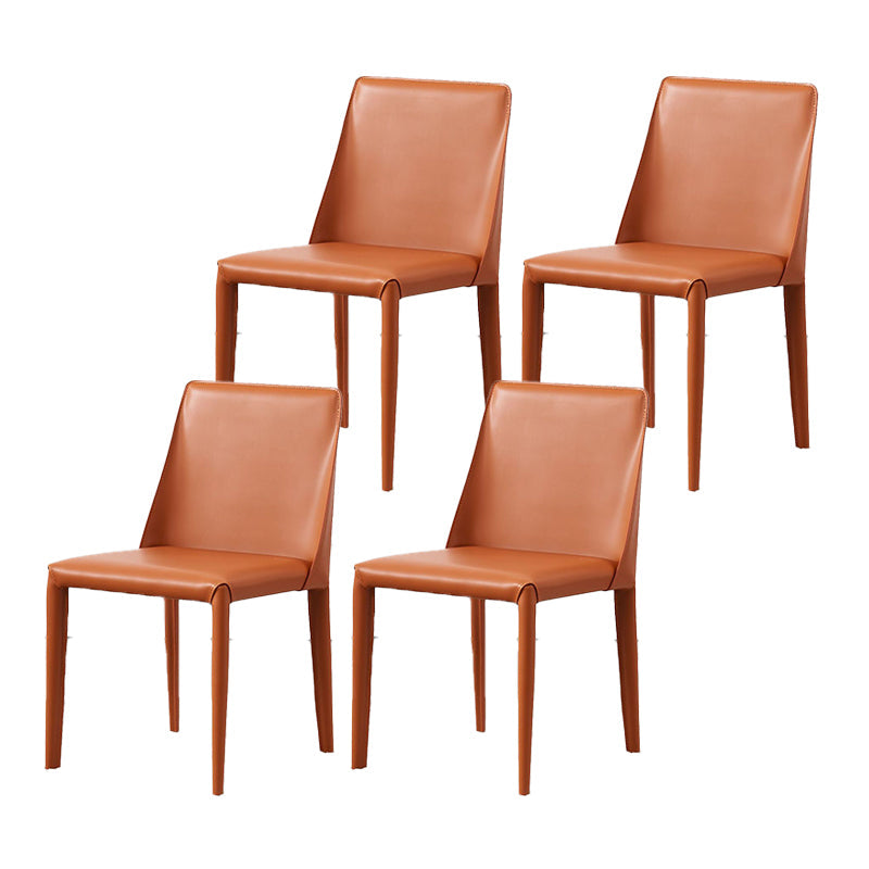 Contemporary Leather Dining Chair Armless Dining Chair for Home Use Orange 4 Piece Set Clearhalo 'Dining Chairs' 'Dining Tables & Seating' 'dining_chair' 'furn' 'furn_dining_chair' 'Furniture' 'Kitchen & Dining Furniture' 5186761