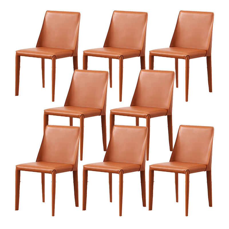 Contemporary Leather Dining Chair Armless Dining Chair for Home Use Orange 8 Piece Set Clearhalo 'Dining Chairs' 'Dining Tables & Seating' 'dining_chair' 'furn' 'furn_dining_chair' 'Furniture' 'Kitchen & Dining Furniture' 5186763