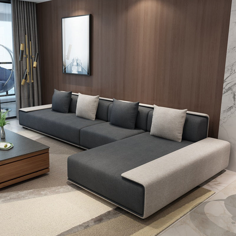 Contemporary L-Shape Sofa & Chaise with Bolster Pillows for Living Room Dark Gray Clearhalo 'furn' 'furn_sectionals' 'Furniture' 'Living Room Furniture' 'Sectionals' 5186767