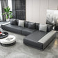 Contemporary L-Shape Sofa & Chaise with Bolster Pillows for Living Room Dark Light Grey Clearhalo 'furn' 'furn_sectionals' 'Furniture' 'Living Room Furniture' 'Sectionals' 5186769