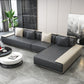 Contemporary L-Shape Sofa & Chaise with Bolster Pillows for Living Room Dark Grey White Clearhalo 'furn' 'furn_sectionals' 'Furniture' 'Living Room Furniture' 'Sectionals' 5186774