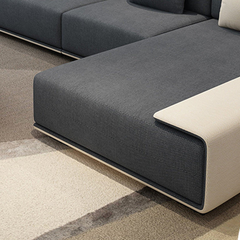 Contemporary L-Shape Sofa & Chaise with Bolster Pillows for Living Room Clearhalo 'furn' 'furn_sectionals' 'Furniture' 'Living Room Furniture' 'Sectionals' 5186776