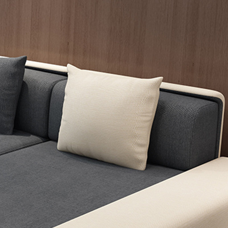 Contemporary L-Shape Sofa & Chaise with Bolster Pillows for Living Room Clearhalo 'furn' 'furn_sectionals' 'Furniture' 'Living Room Furniture' 'Sectionals' 5186778