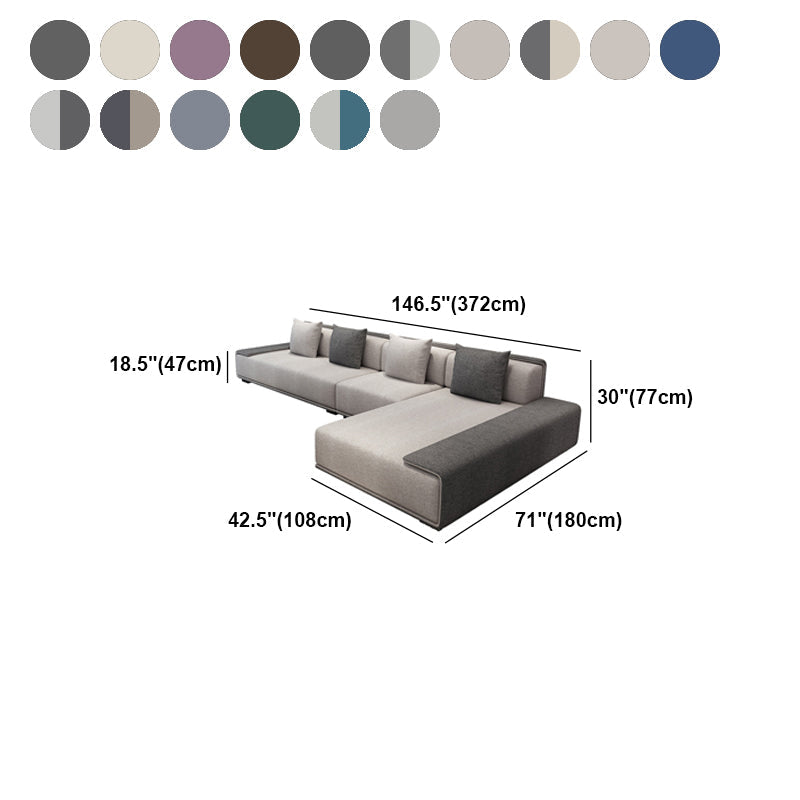 Contemporary L-Shape Sofa & Chaise with Bolster Pillows for Living Room Clearhalo 'furn' 'furn_sectionals' 'Furniture' 'Living Room Furniture' 'Sectionals' 5186786