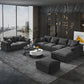 Contemporary Grey Loose Back Sofa & Chaise Pillow Top Arm Sofa - 29.92" H