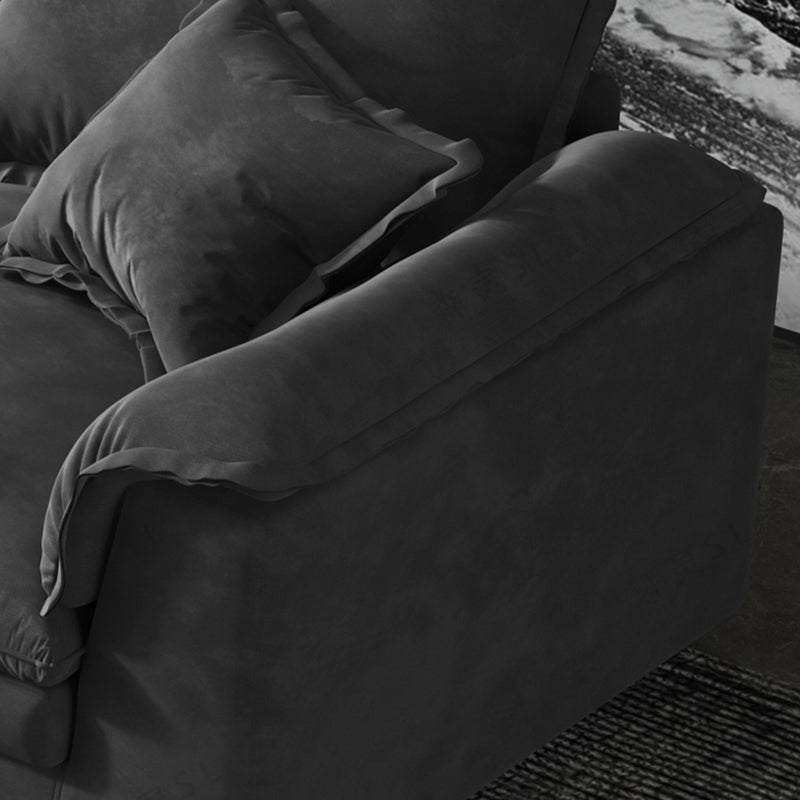 Contemporary Grey Loose Back Sofa & Chaise Pillow Top Arm Sofa - 29.92" H