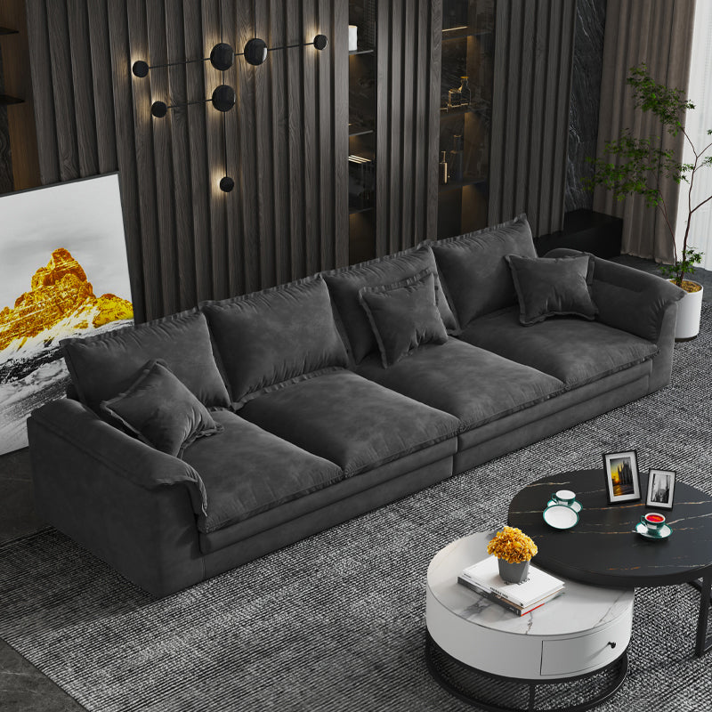 Contemporary Grey Loose Back Sofa & Chaise Pillow Top Arm Sofa - 29.92" H